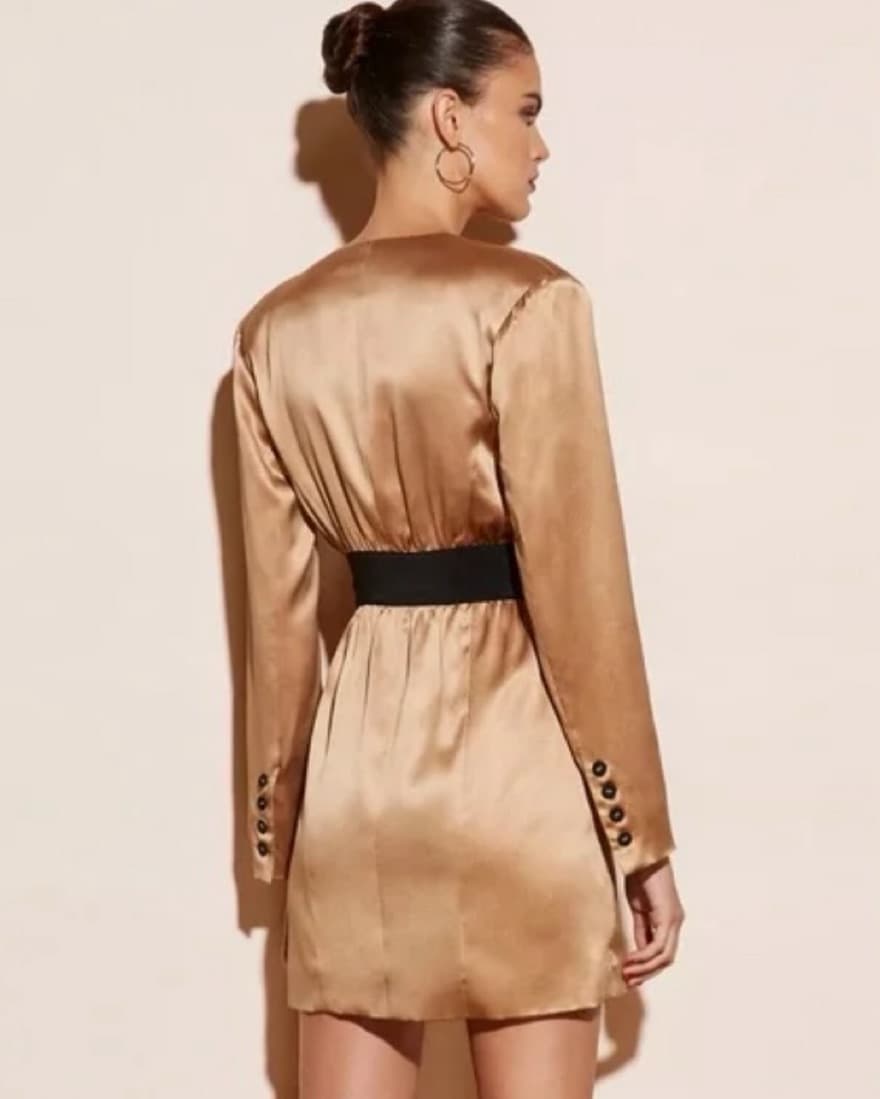 Silk Built-In Sash Mini Dress - Image 3