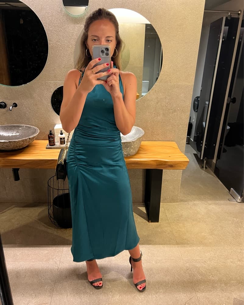 A.L.C. Satin Teal midi Dress - Image 1