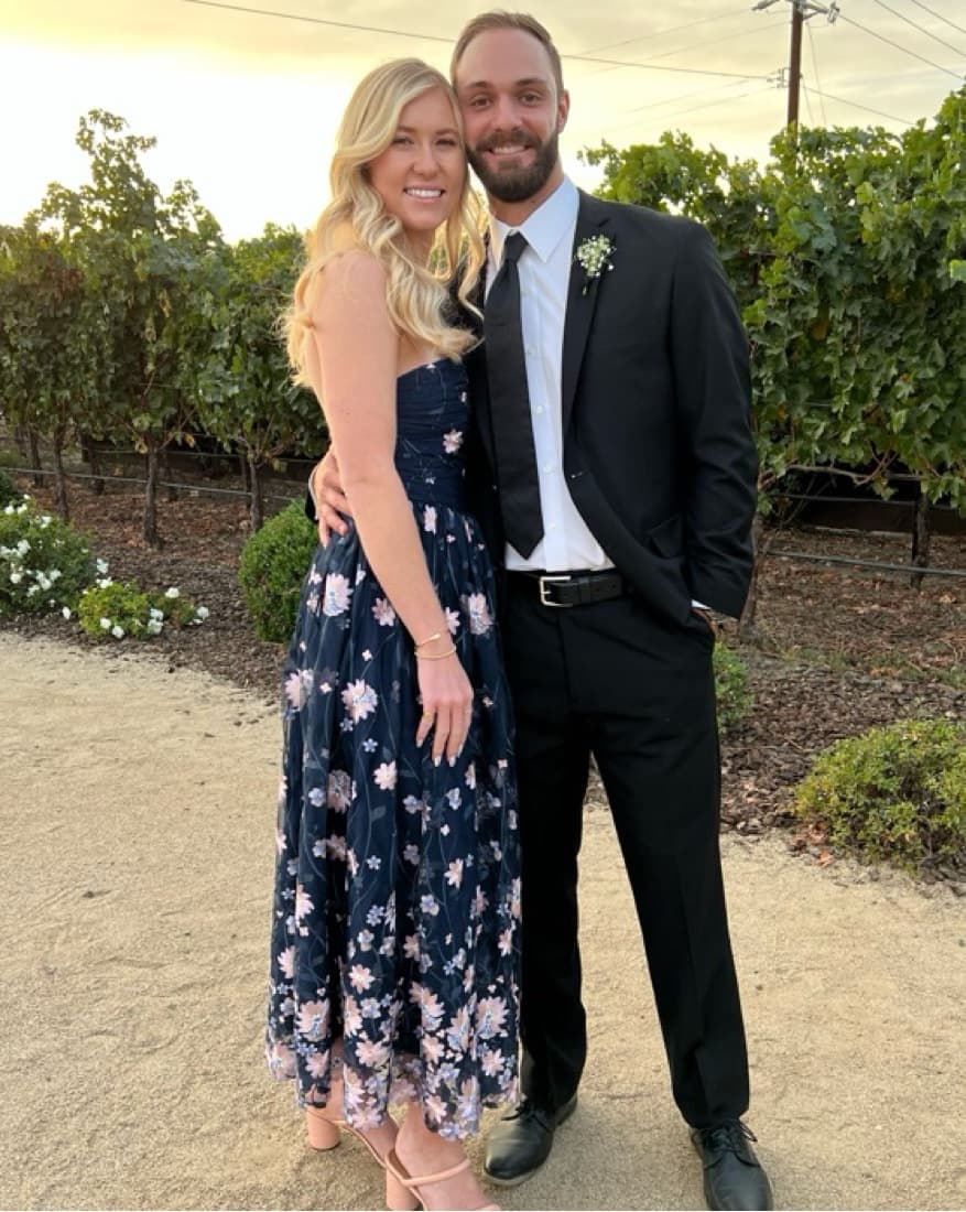 Navy Floral Lace Strapless Dress - Image 5