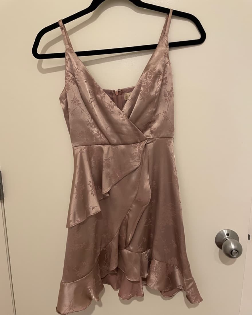 Pink Floral Satin Dress  - Image 2