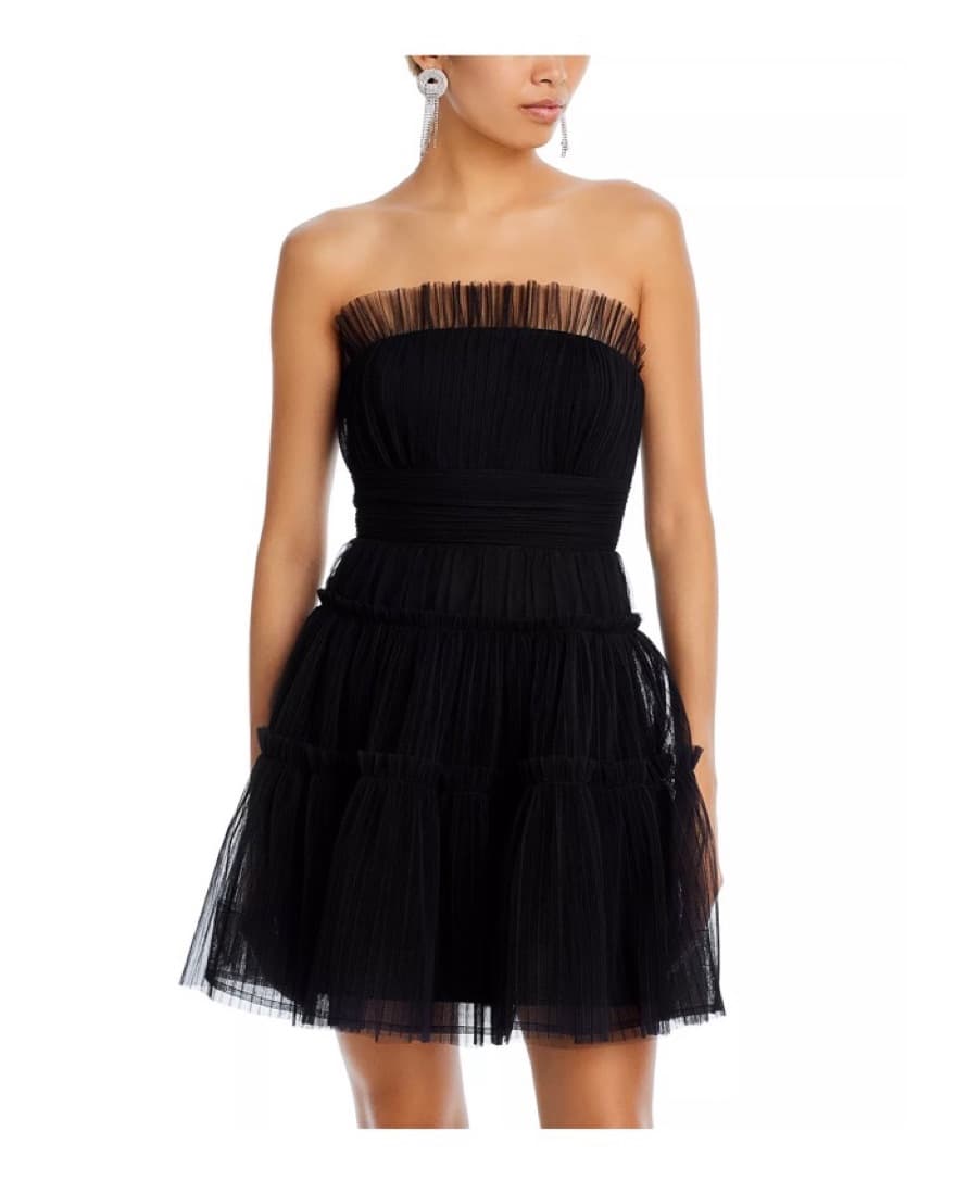  BCBGMAXAZRIA Strapless Tulle Mini Dress - Image 1