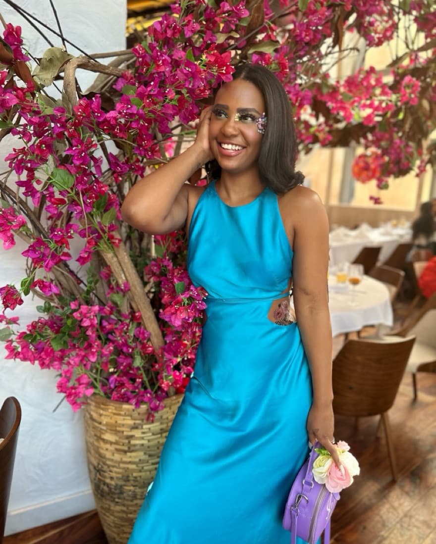 Vibrant Blue Halter Maxi Dress - Image 2