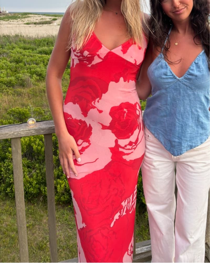 Pink Floral Mesh Maxi Dress  - Image 3