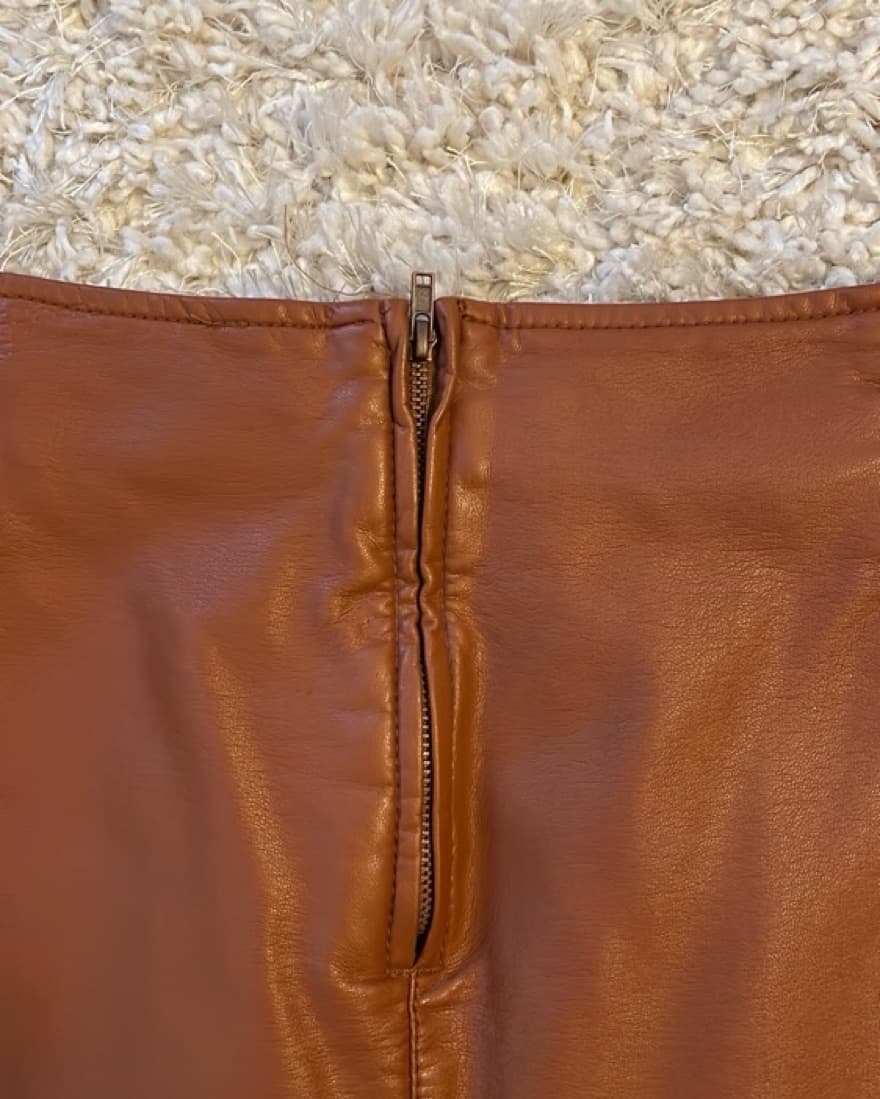 Free People Brown Leather Skirt - Image 4