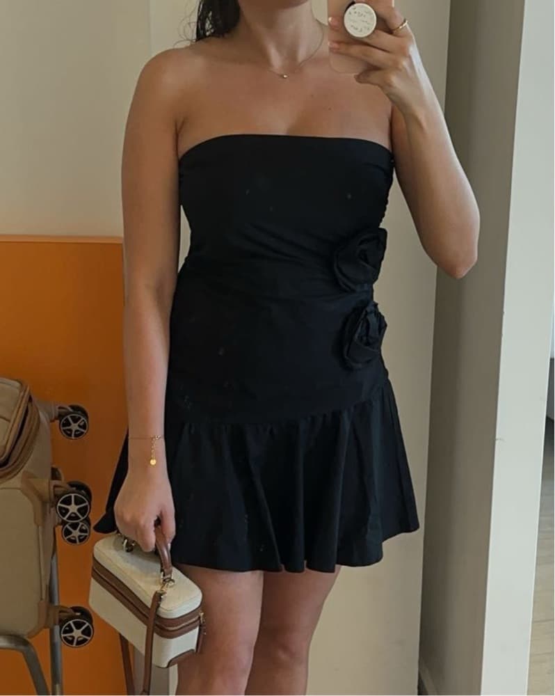Black Strapless Mini Dress - Image 1