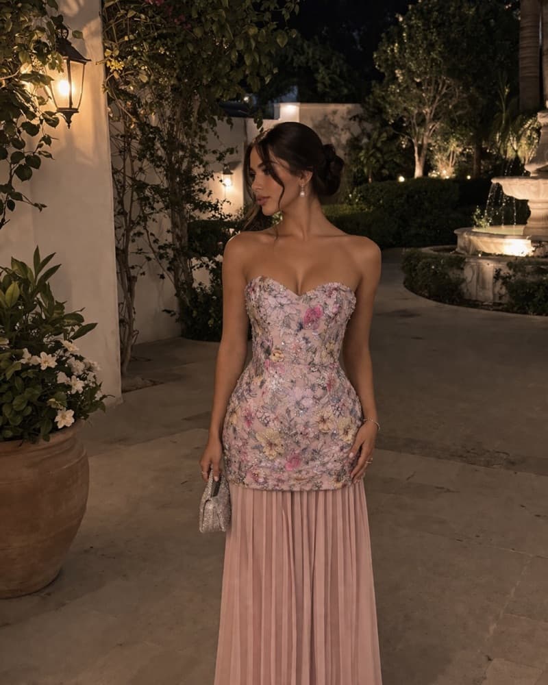 Embellished Convertible Lace-Up Gown in  - Image 1