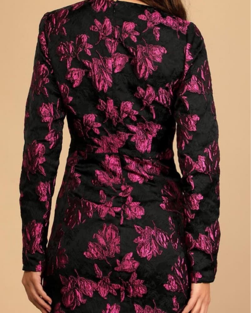 Lulus Elegant Floral Jacquard Mini Dress - Image 3