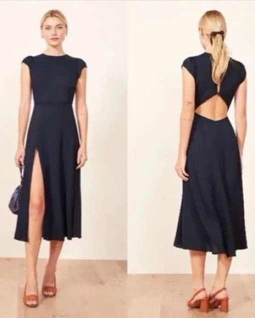 Reformation Navy Dress - Image 2