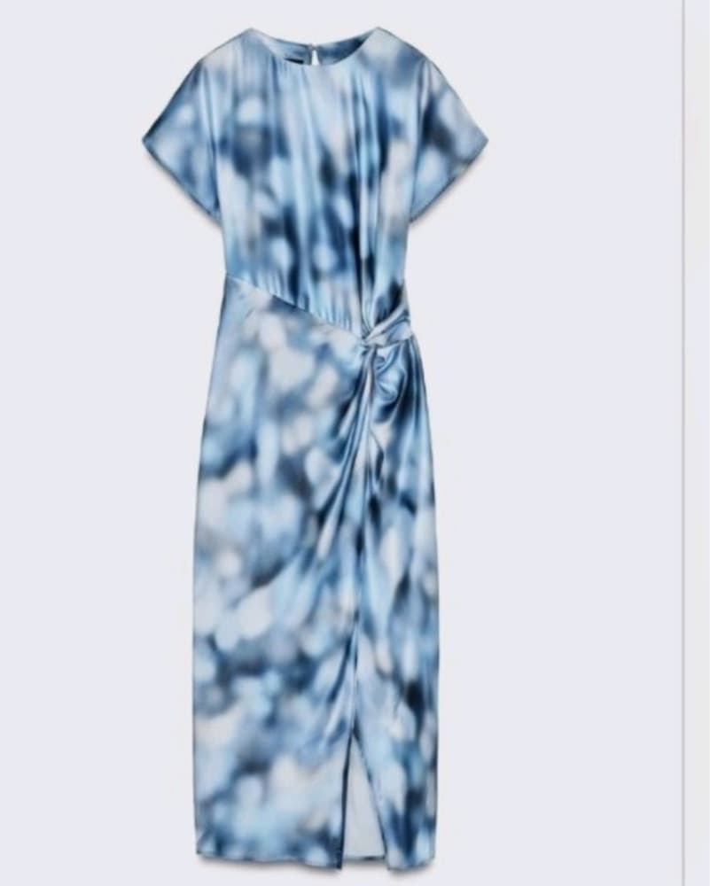 Zara Satin Tye Dye Midi Dress - Image 5
