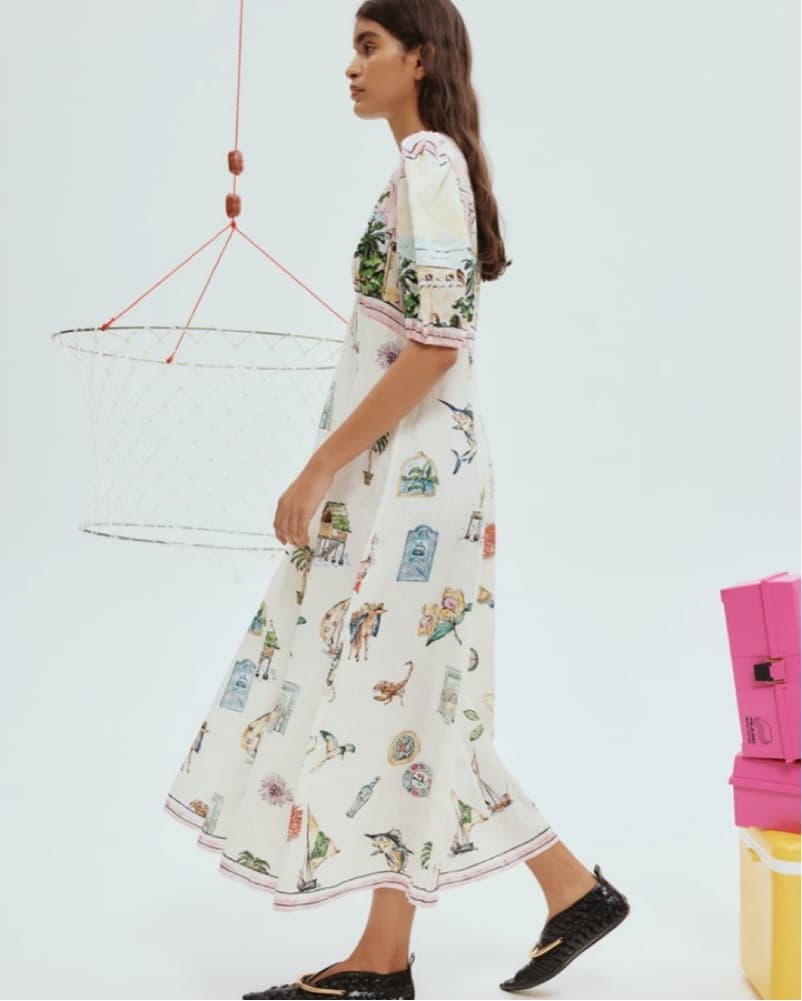 ALÉMAIS Sunset Puff-Sleeve Linen Midi - Image 4