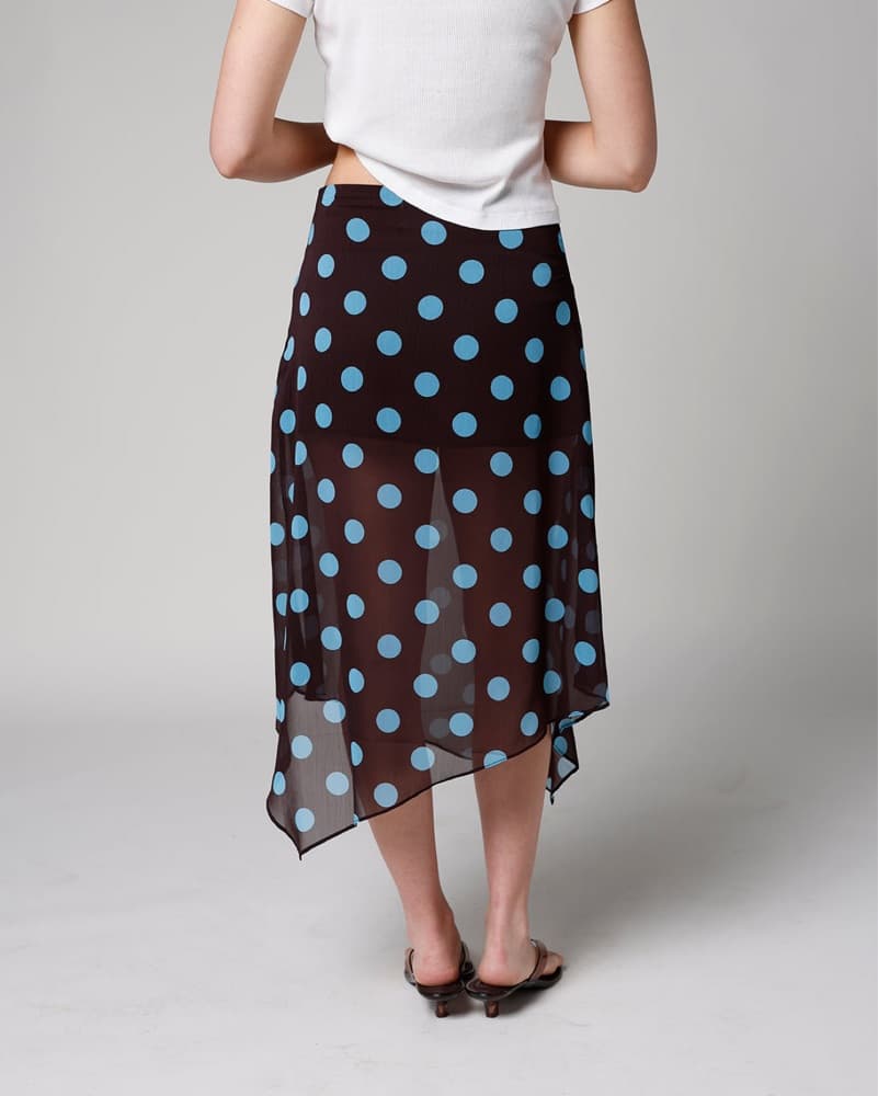 Polkadot Asymmetric Sheer Skirt - Image 3
