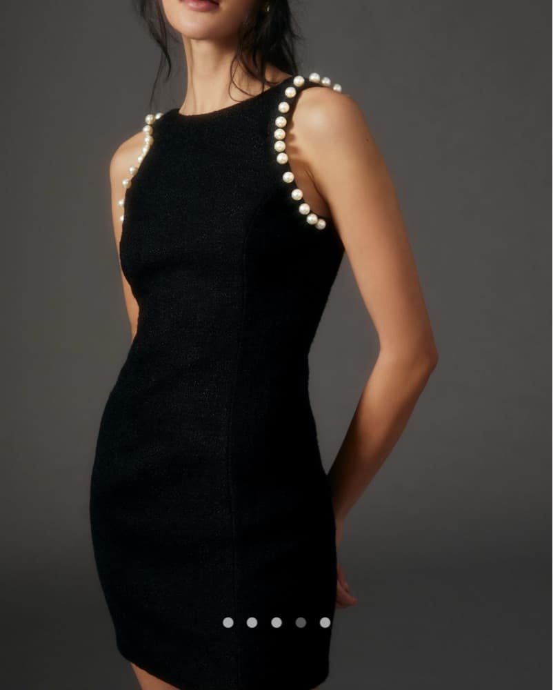 Tweed Dress With Pearl Detail - Image 1