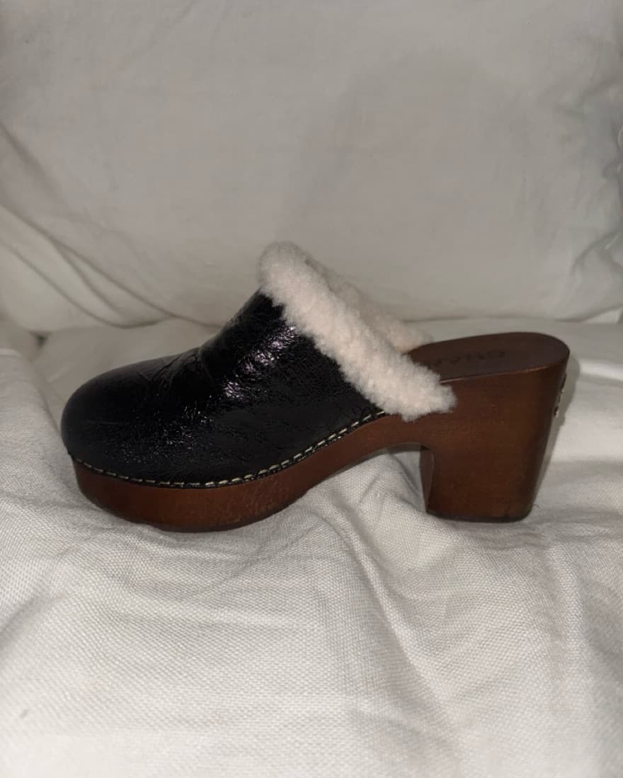 CHANEL 2019 Shearling Plateau Clogs - Image 5