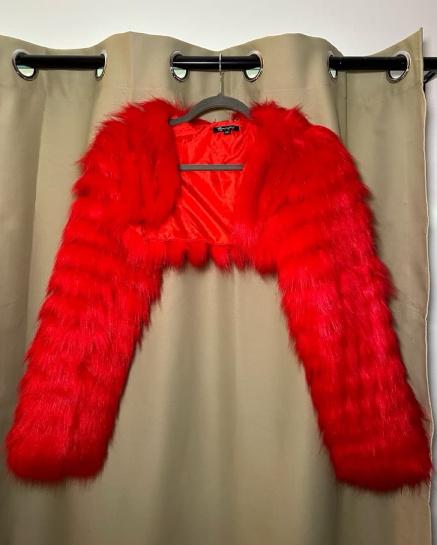 Red Faux Fur Shrug - Image 1