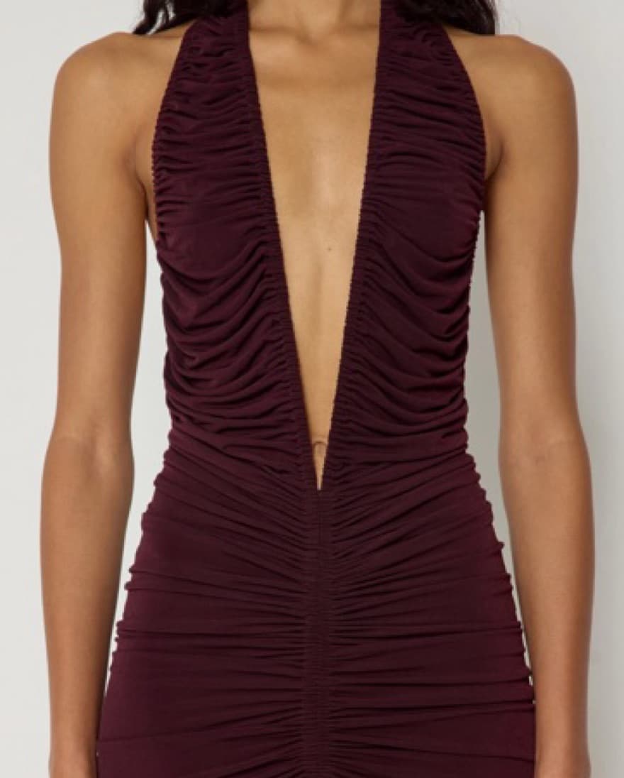 khy Plunging Ruched Midi Dress - Image 4