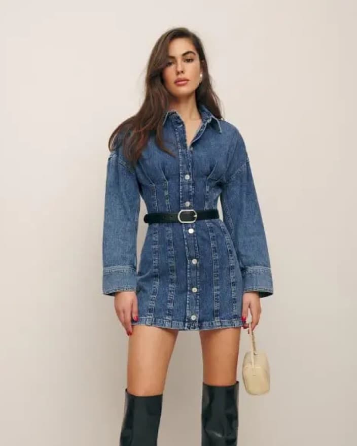 Reformation Roxanna Denim Mini Dress - Image 2