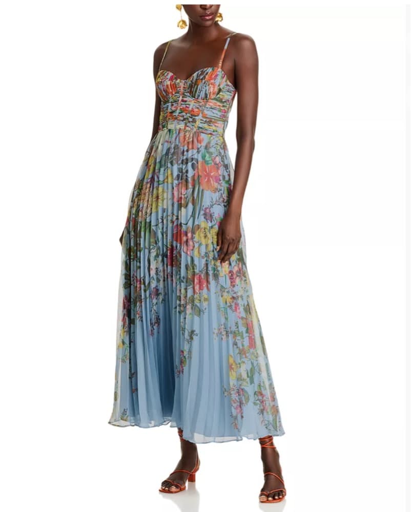 AQUA Pleated Floral Dress - Image 3