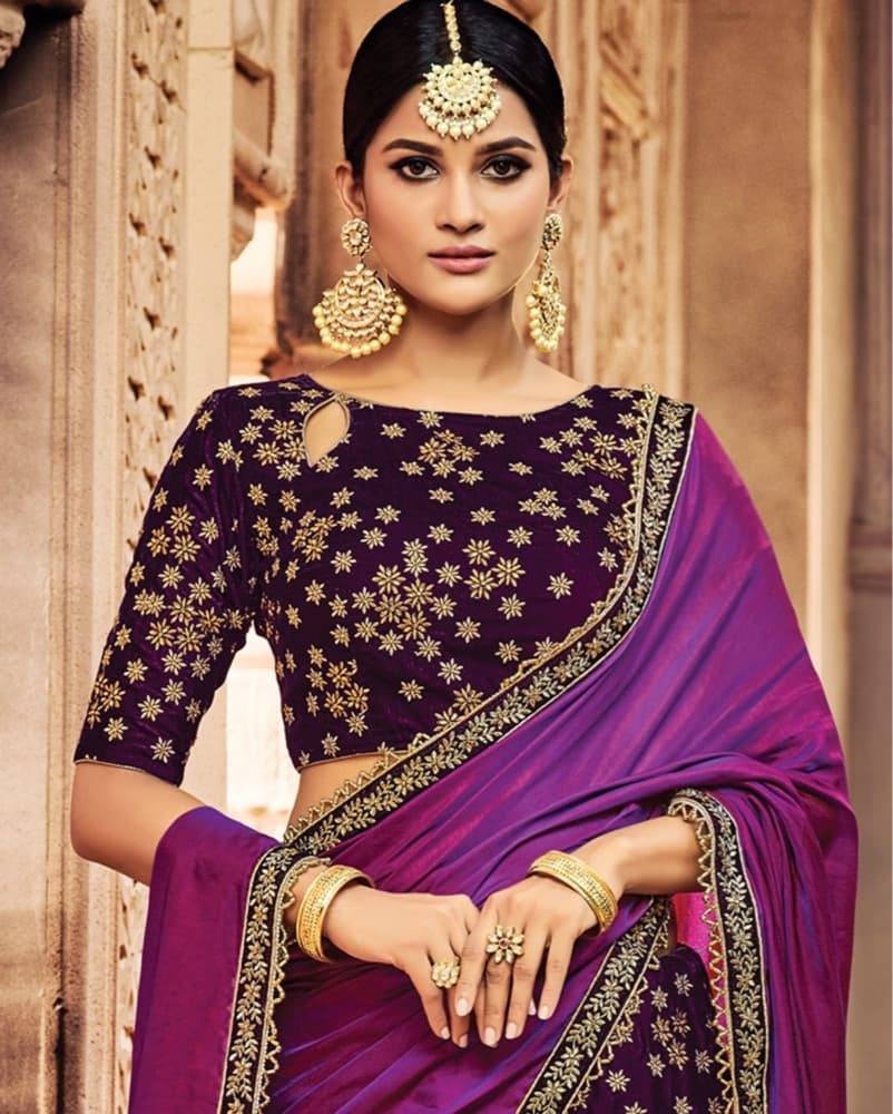 Purple Indian Lehenga Saree - Image 2