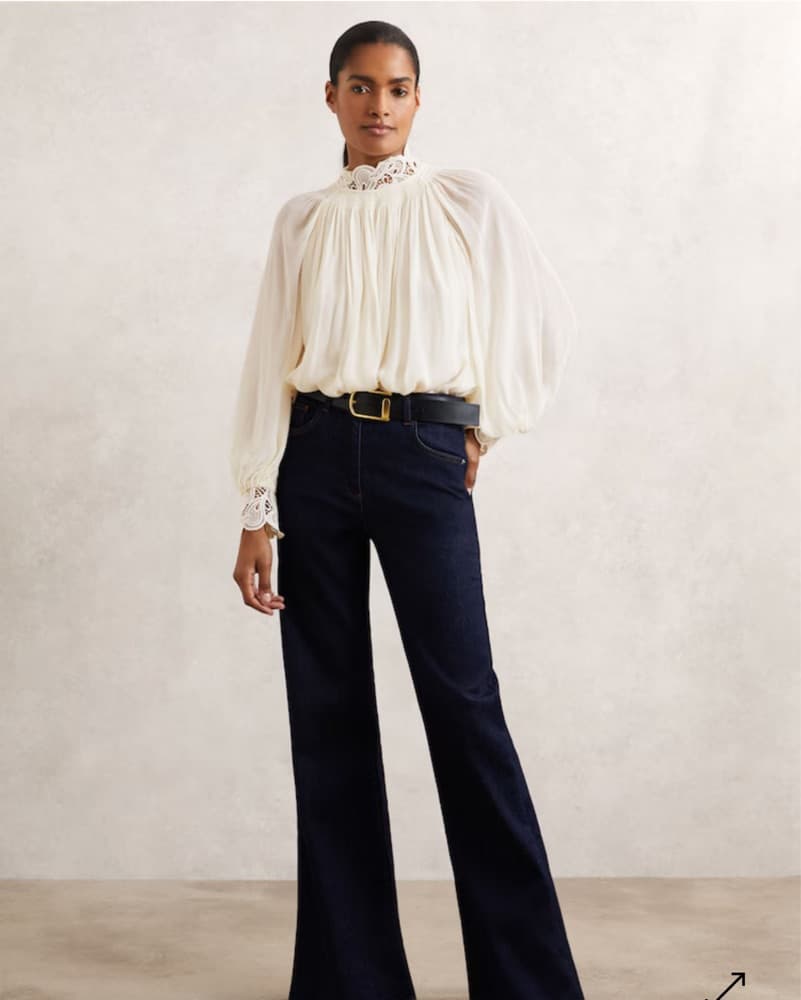 Reiss Flowy Lace Accent Blouse - Image 2
