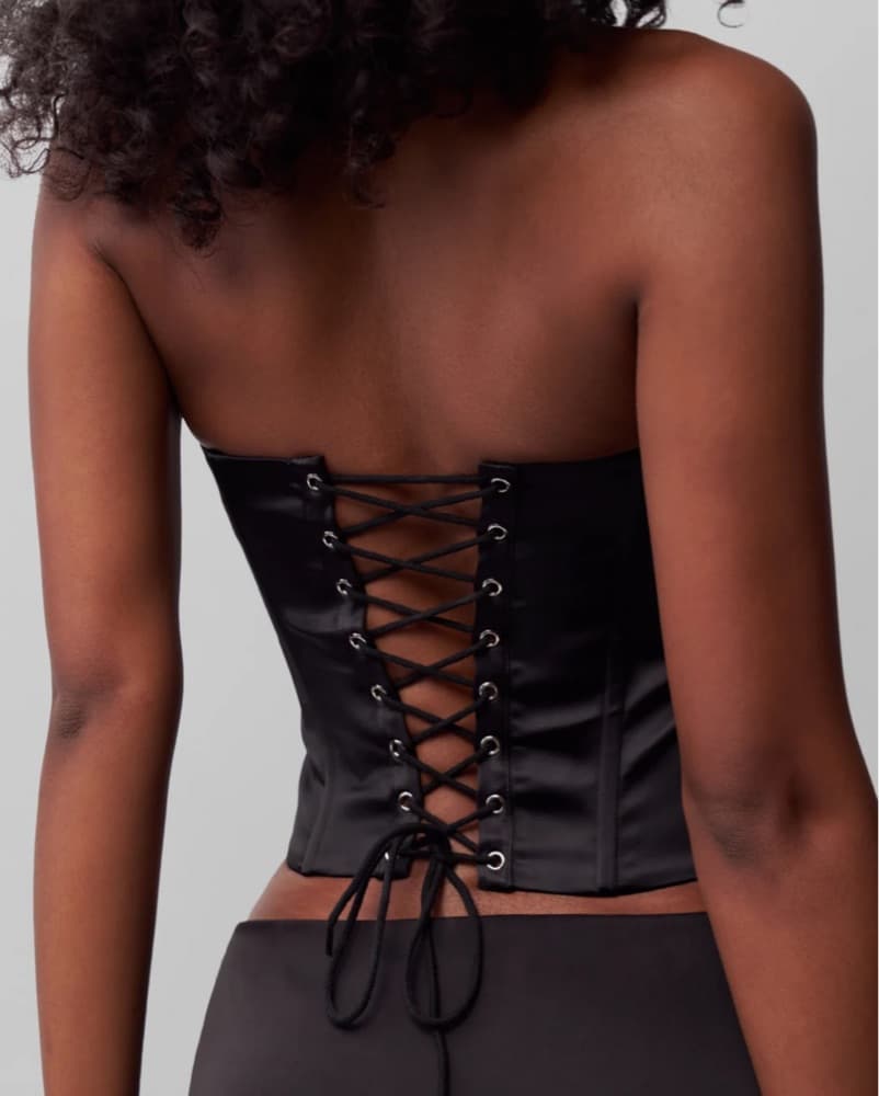 Guizio Black Satin Corset Top - Image 4