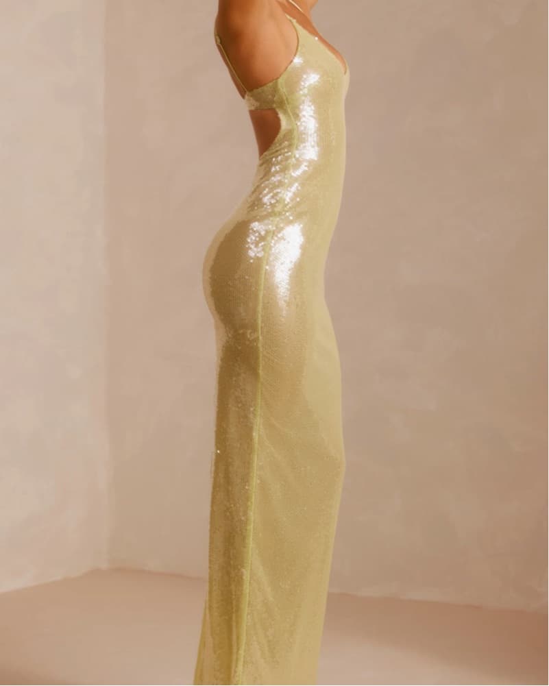 Oh Polly Green Sequin Evening Gown - Image 4