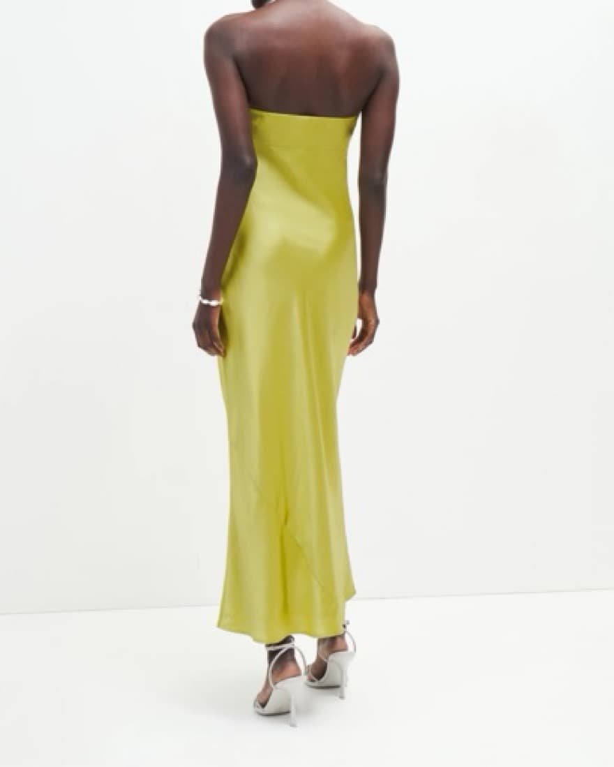 Yellow-Green Maxi Silk Reformation Dress - Image 3