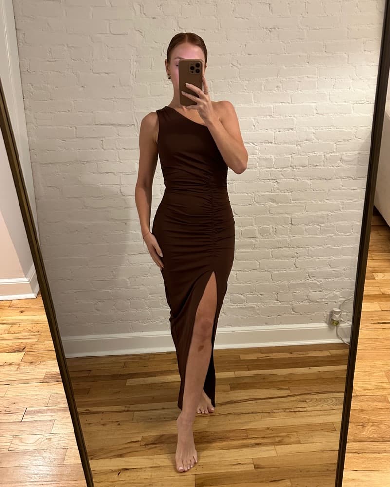 Brown One-Shoulder Maxi Dress  - Image 2