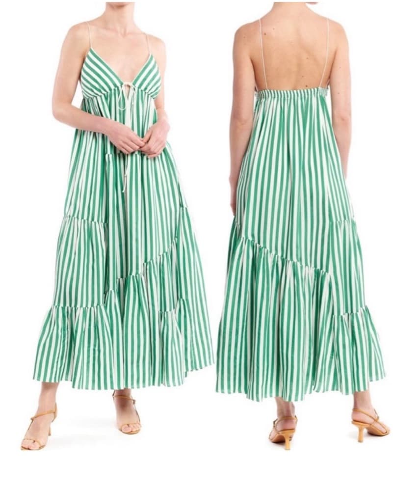 La Ligne Drawstring Cotton Striped Dress - Image 2