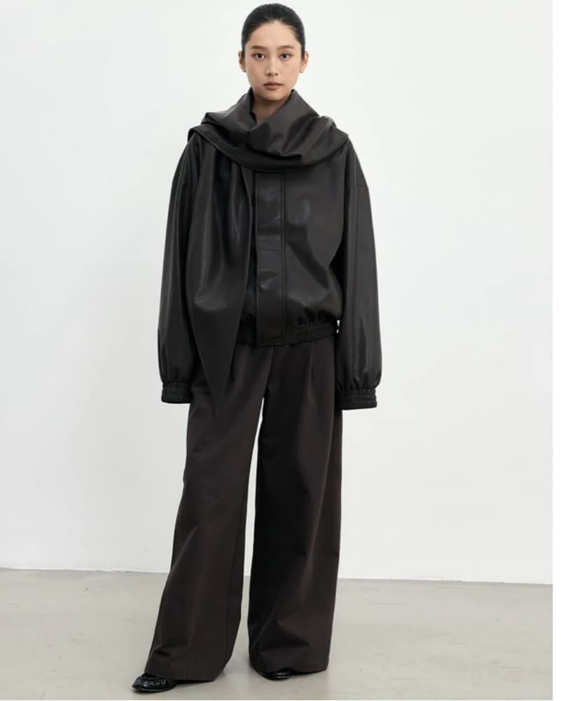 Pixie Market Leather Bomber Jacket Scarf - Image 4
