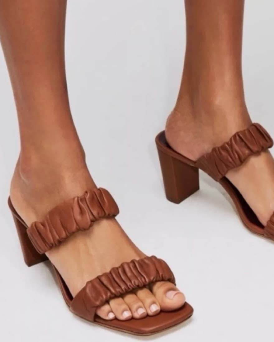 Staud Frankie Ruched Leather Sandal - Image 1