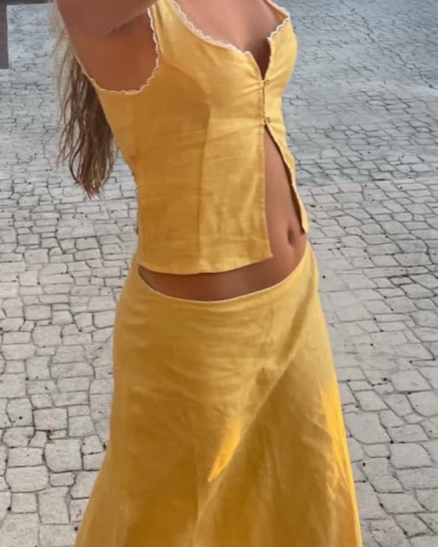 Vrg Girl Linen Yellow Set  - Image 1