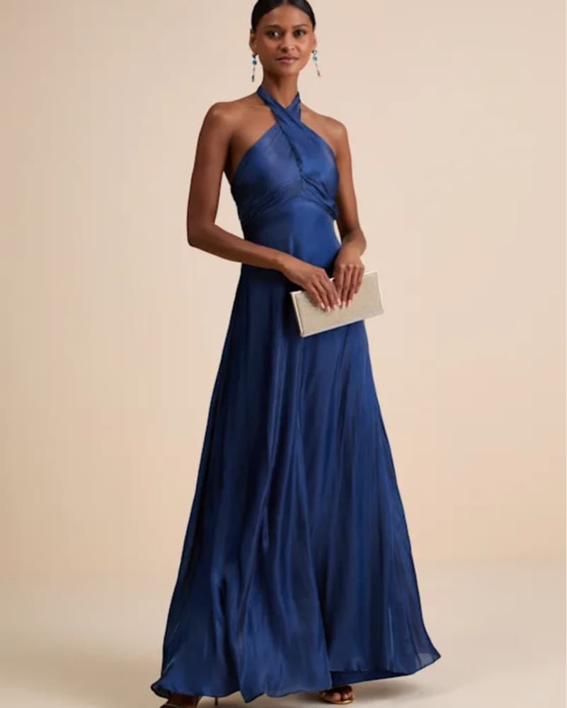 Blue halter Lulus Dress - Image 4