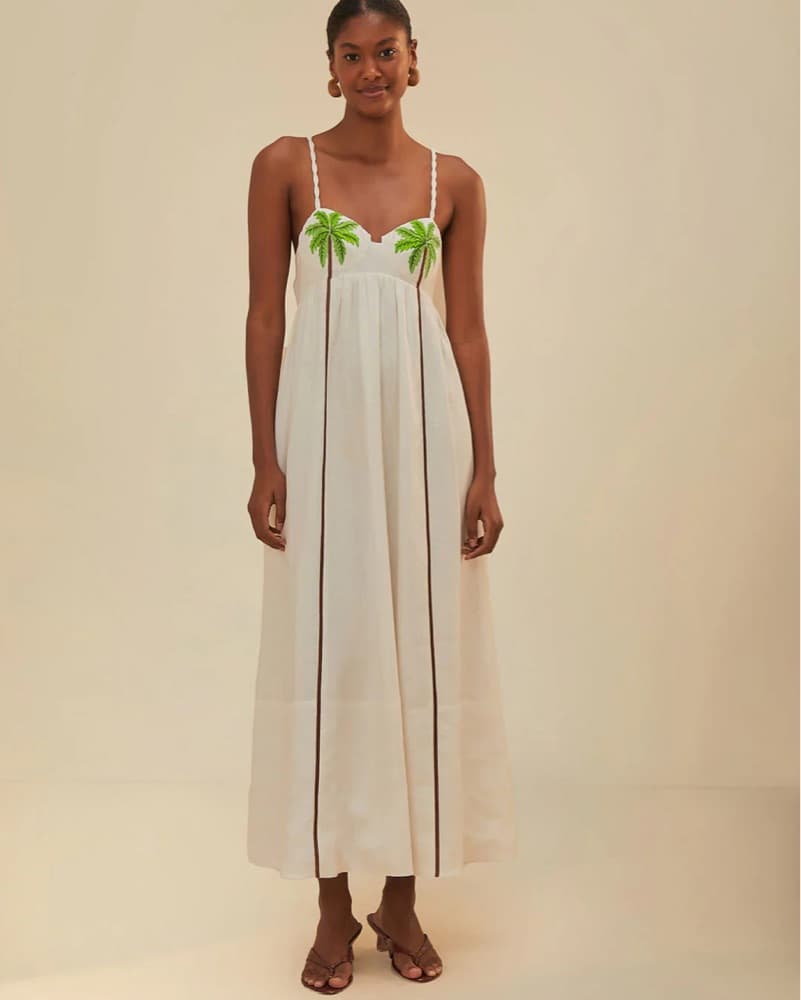 Farm Rio Palm Tree Embriodered Dress  - Image 1