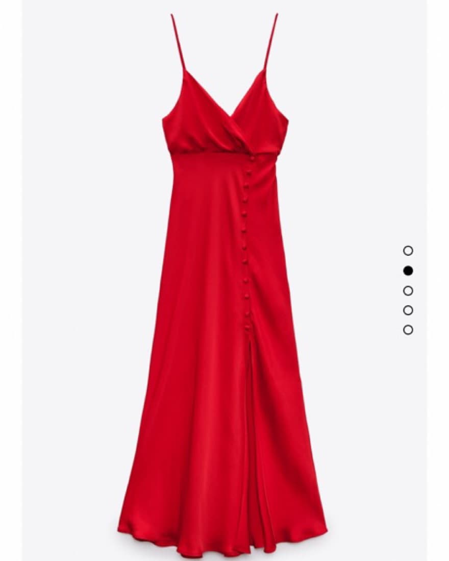 Red Satin Maxi Dress with Slit - Image 1