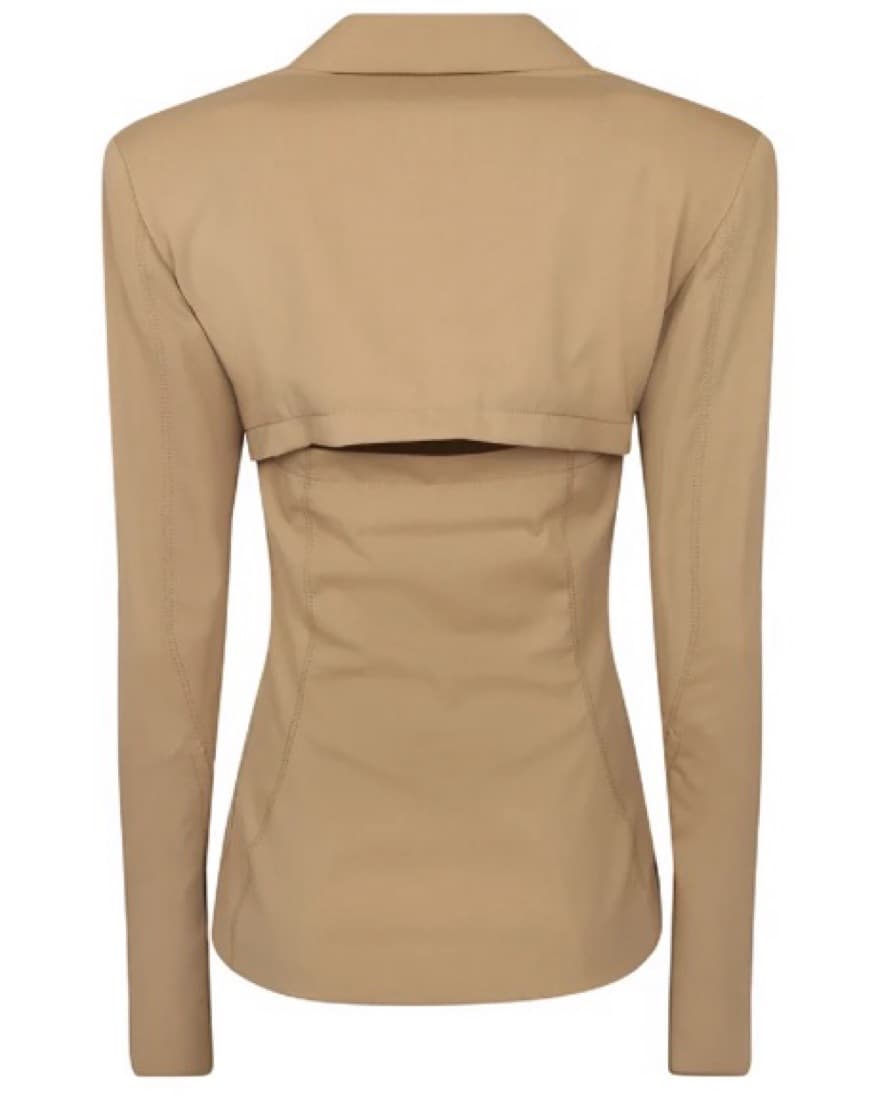 Stretch Slim Fit Tan Blazer - Image 3