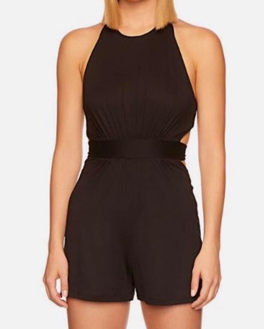 Susan Monaco High Neck Black Romper - Image 1