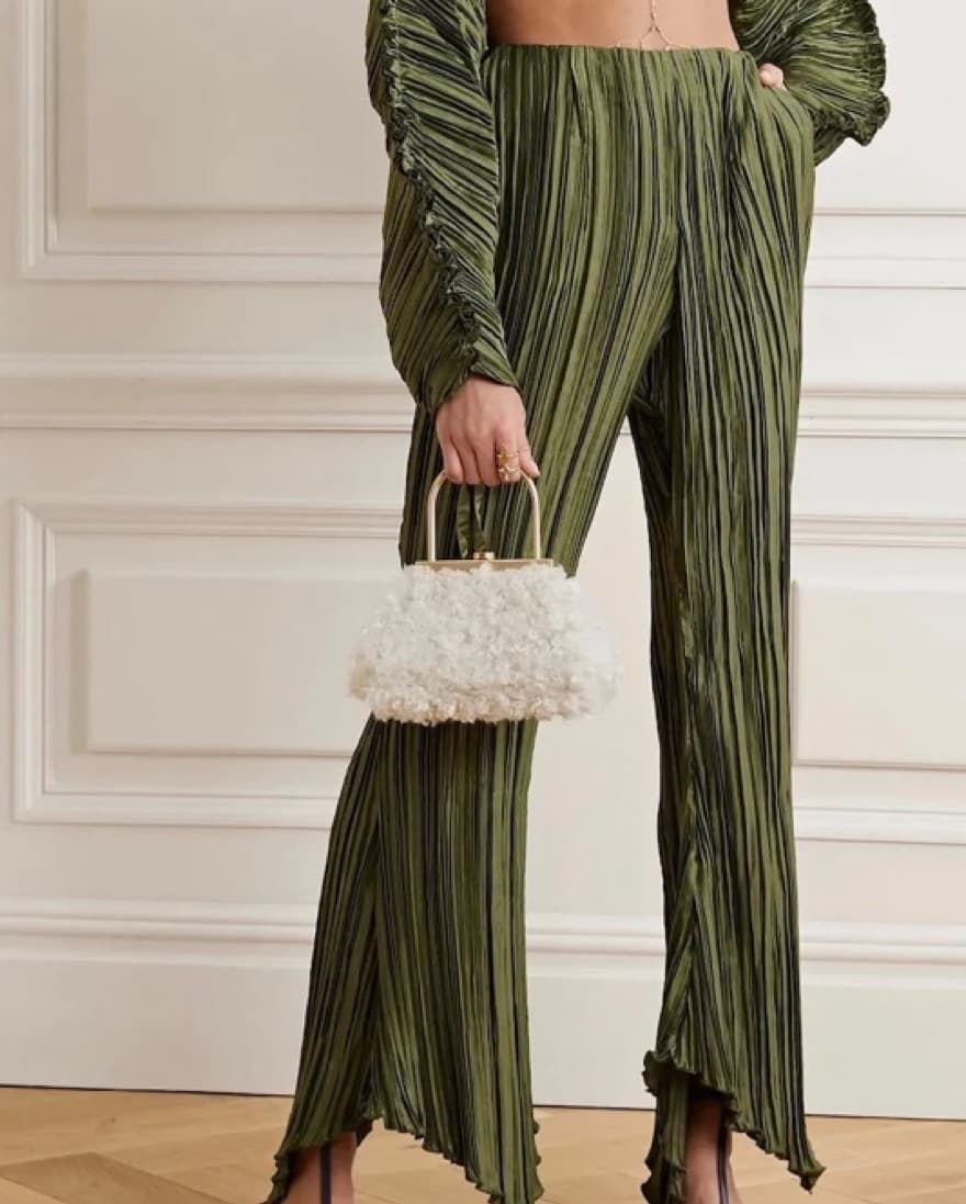 Cult Gaia Keira Plissé Flared Pants - Image 1