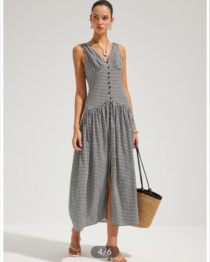 Black And White Gingham Dress - Image 4