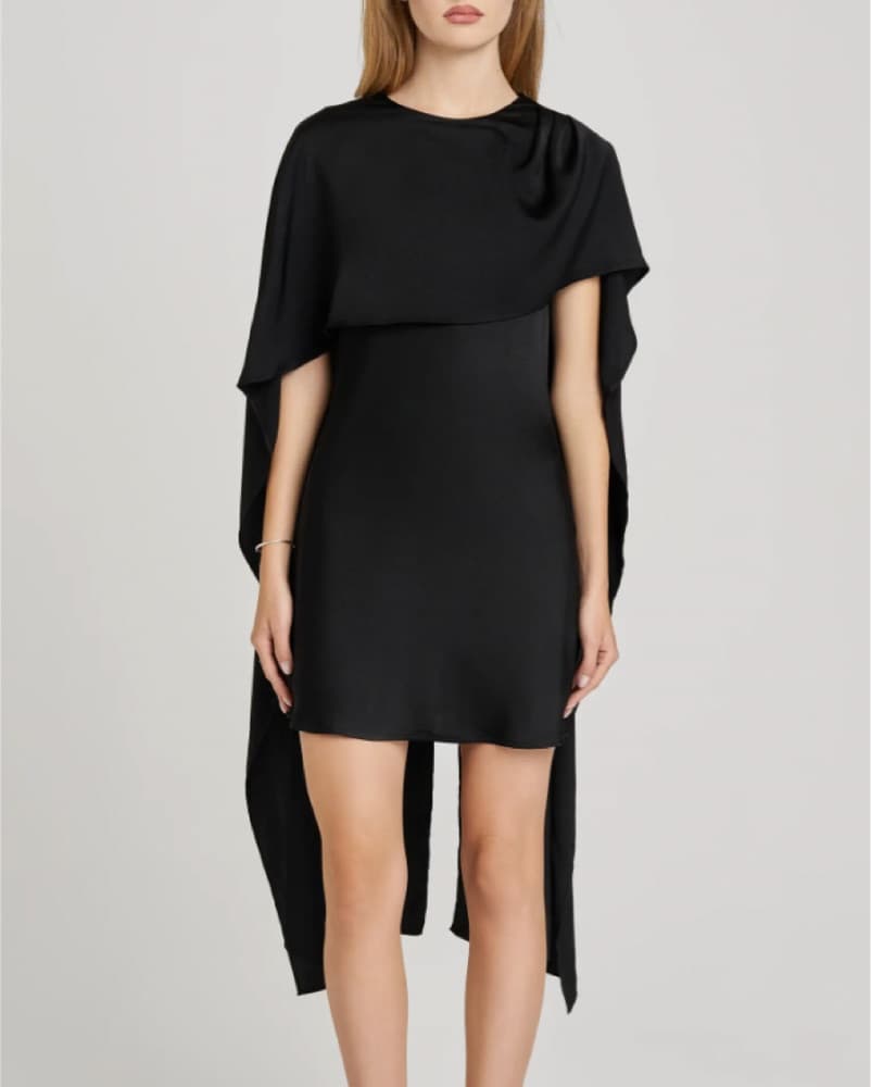 Wayf x Styled Sara Black Cape Dress - Image 3