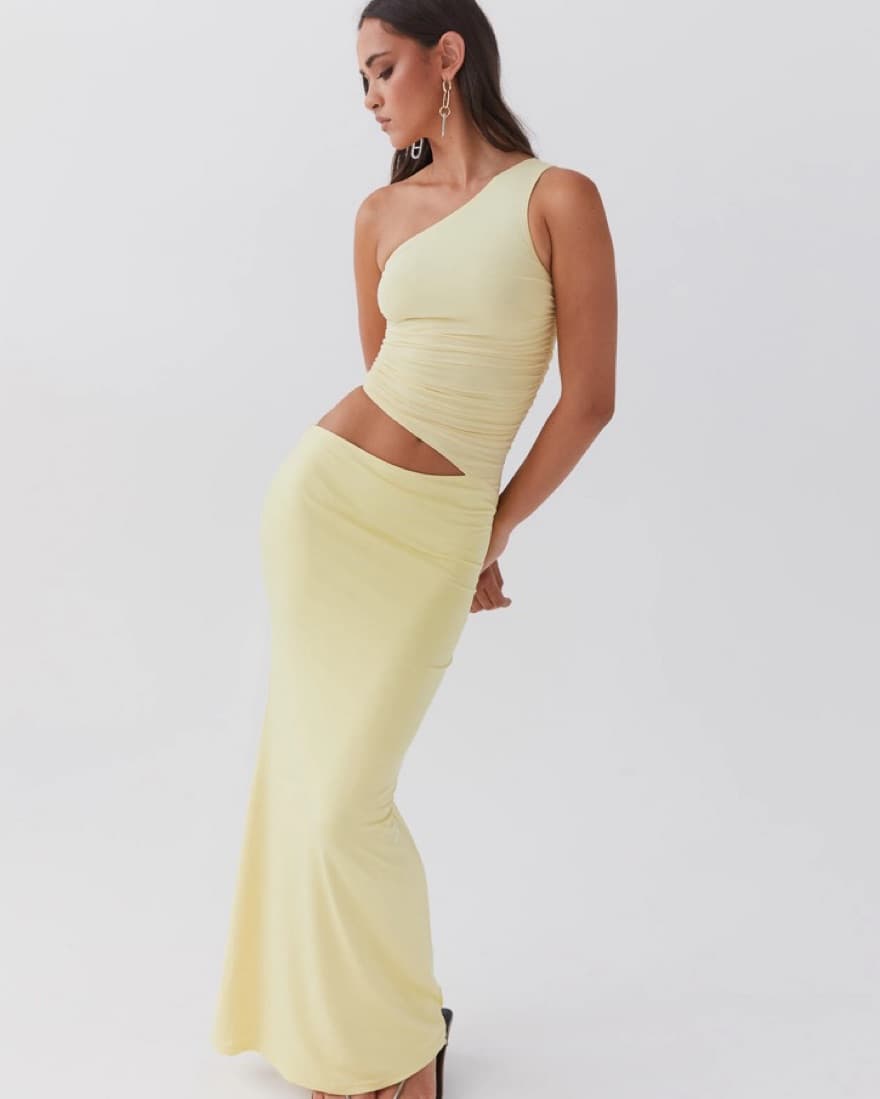 Yellow One-Shoulder Maxi Dress - Image 1