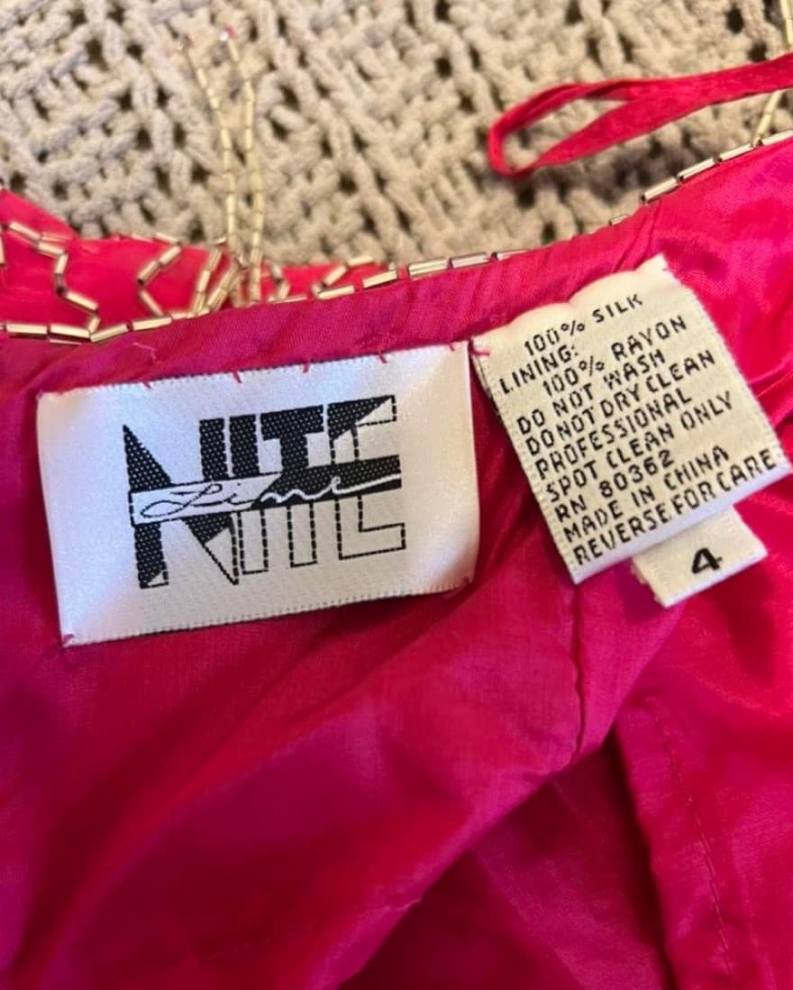 Vintage Hot Pink Sequin Beaded Dress - Image 3