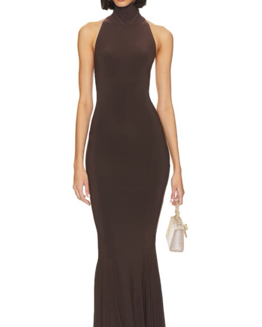 Norma Kamali Fishtail Gown In Chocolate - Image 1