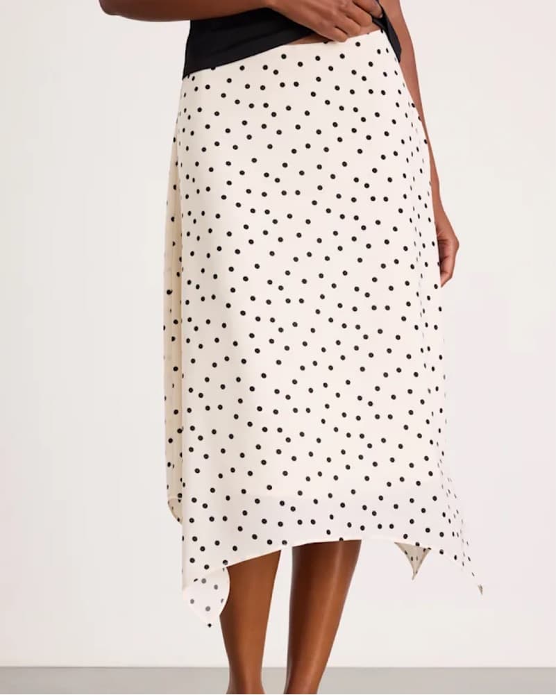 Low Rise Polka Dot Hankerchief Midi Skir - Image 2