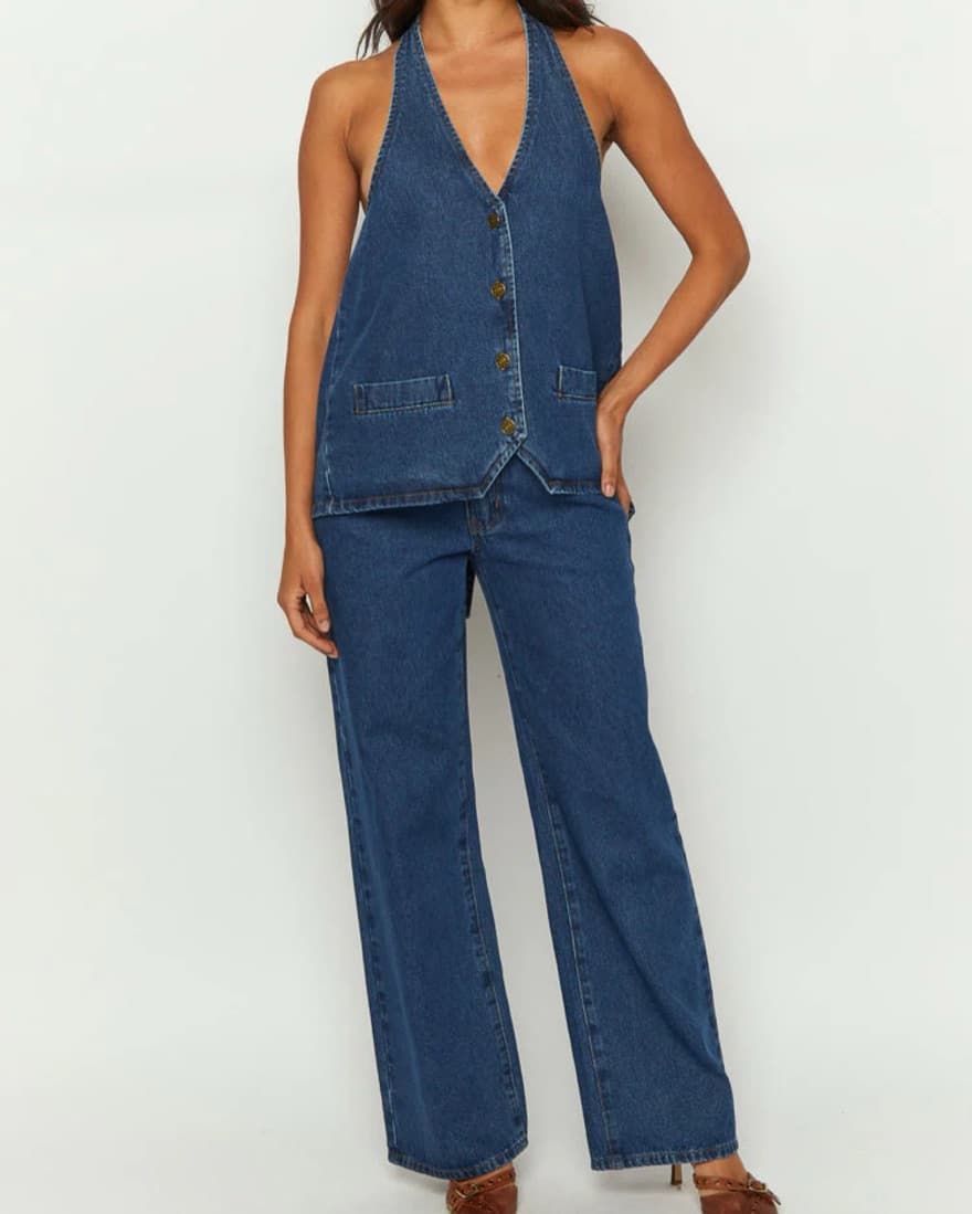 Lioness Dark Denim Hills Halter & Jeans - Image 1