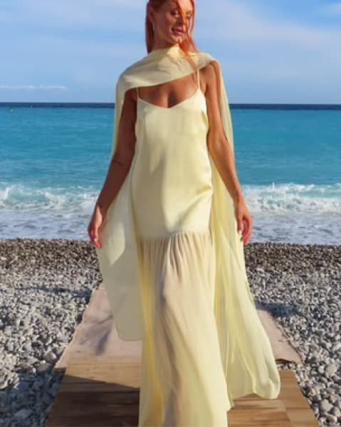 Dalia Satin Dress With Scarf - Image 1