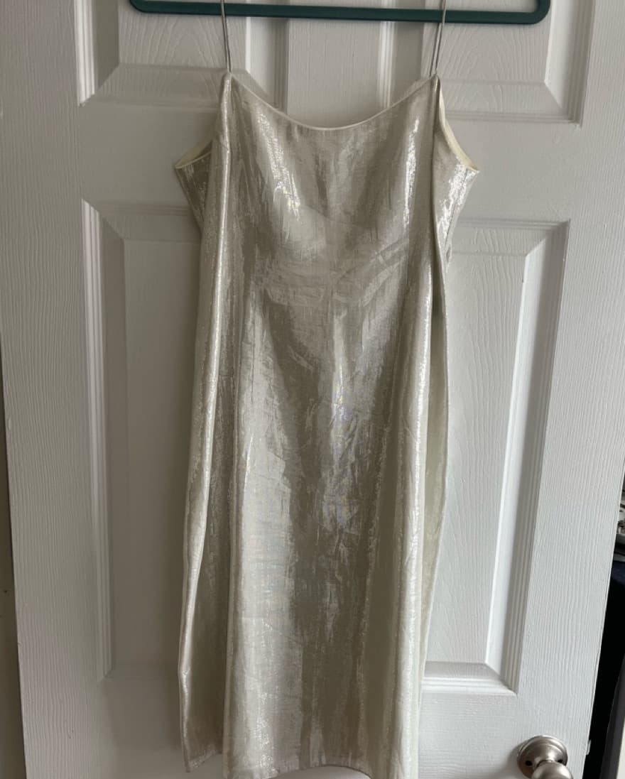 white silver slip dress - Teri Jon - Image 2