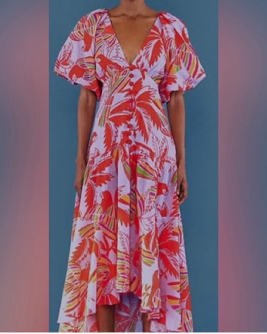 Farm Rio Lilac Birds Midi Dress  - Image 1