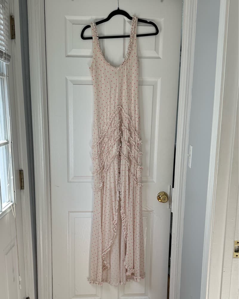 Landa Dress in Coral Micro Dot - Image 4