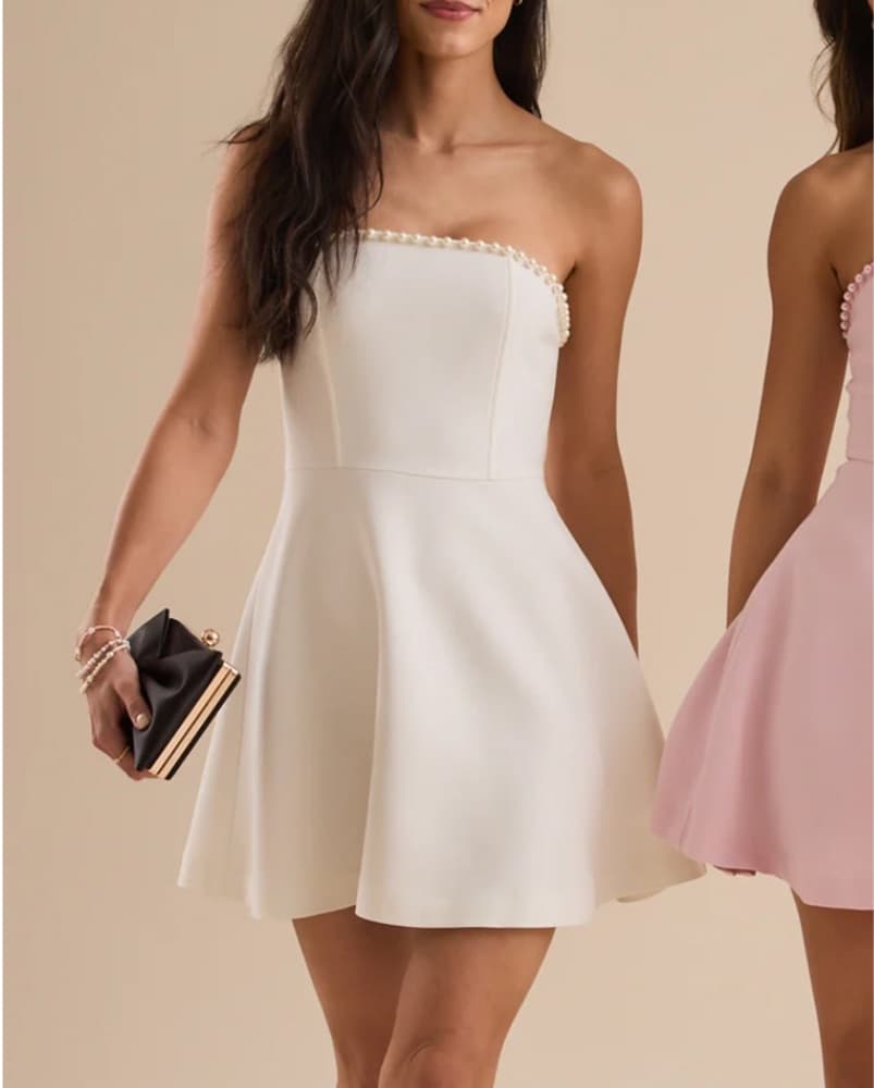 Londyn Strapless Pearl Mini Dress - Image 1