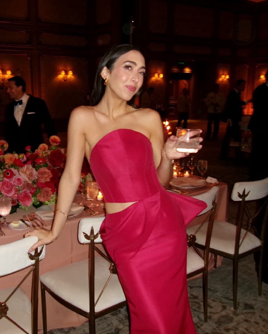 Nafsika Skourti Landslide Gown Raspberry - Image 3